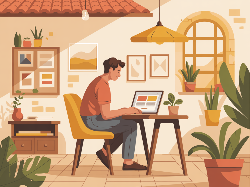 Designer em Elvas a desenvolver um site moderno e acessível para pequeno negócio com a Alentejo Gráfico.