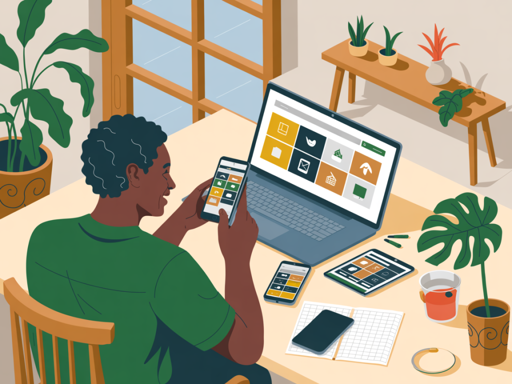 Designer em Elvas a analisar a navegação e experiência do utilizador num site desenvolvido pela Alentejo Gráfico.